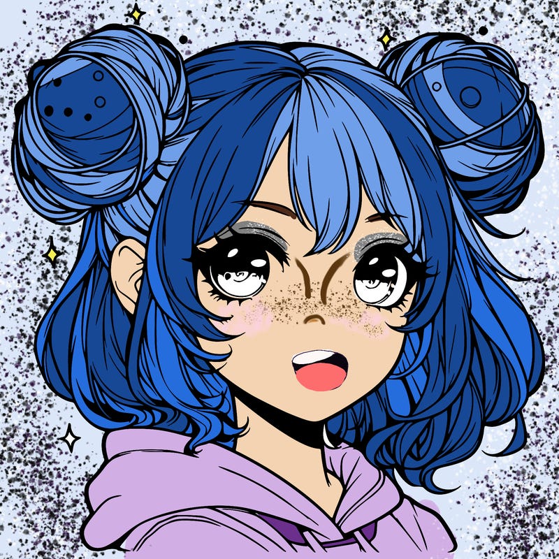 realistic anime girl with space buns