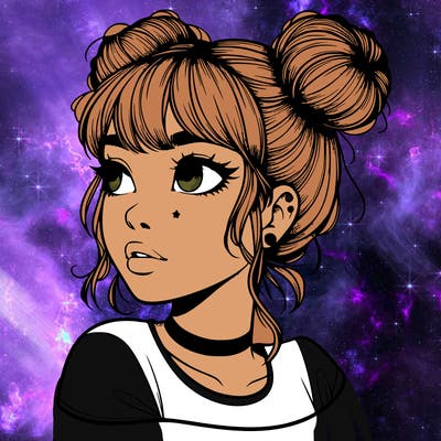 realistic girl with spacebuns