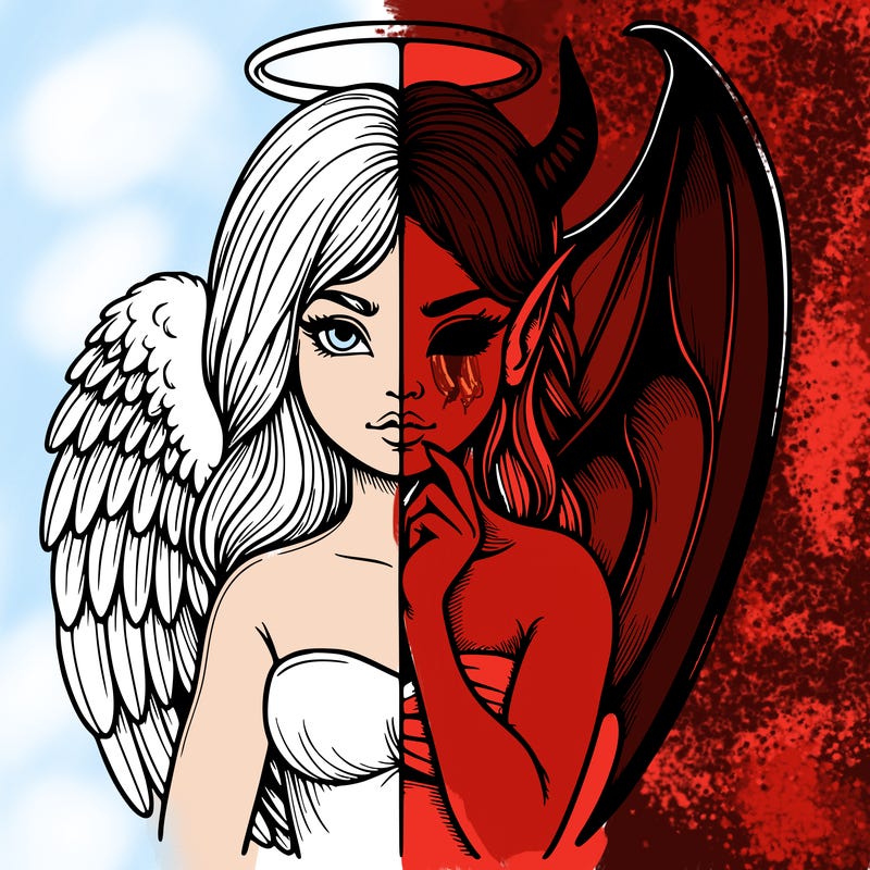 realistic angel half demon