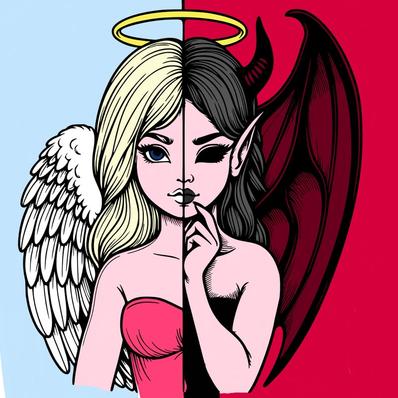 realistic angel half demon