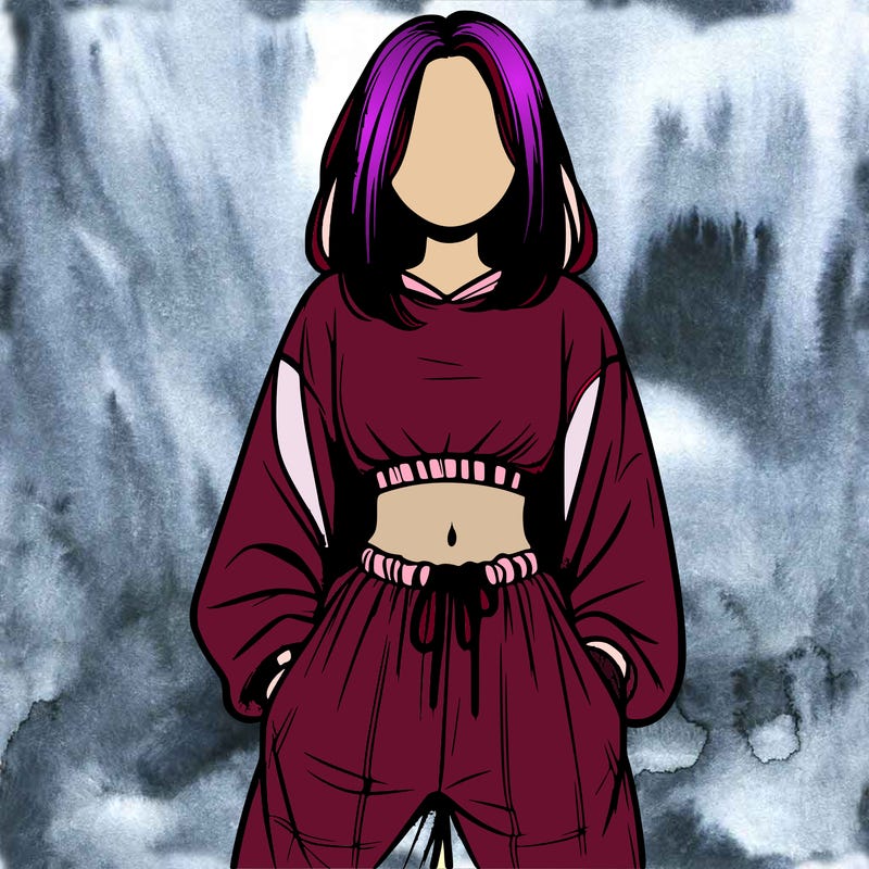 realistic girl faceless with baggy pants and a crop top