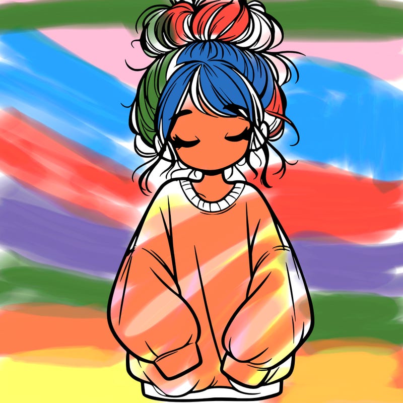 girl with baggy sweatshirt and messy bun