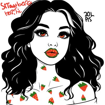 realistic girl with wavy hair and lips