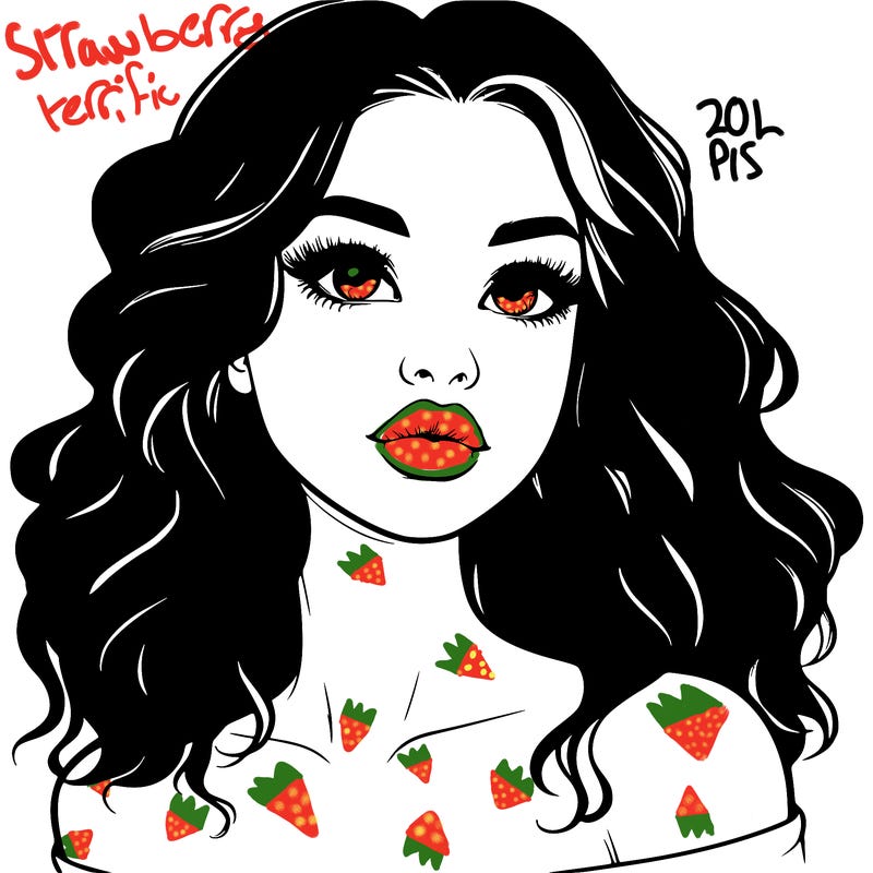 realistic girl with wavy hair and lips