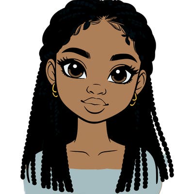 a realistic black girl with braids