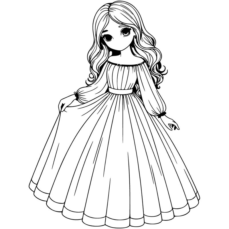 realistic girl with a long dress