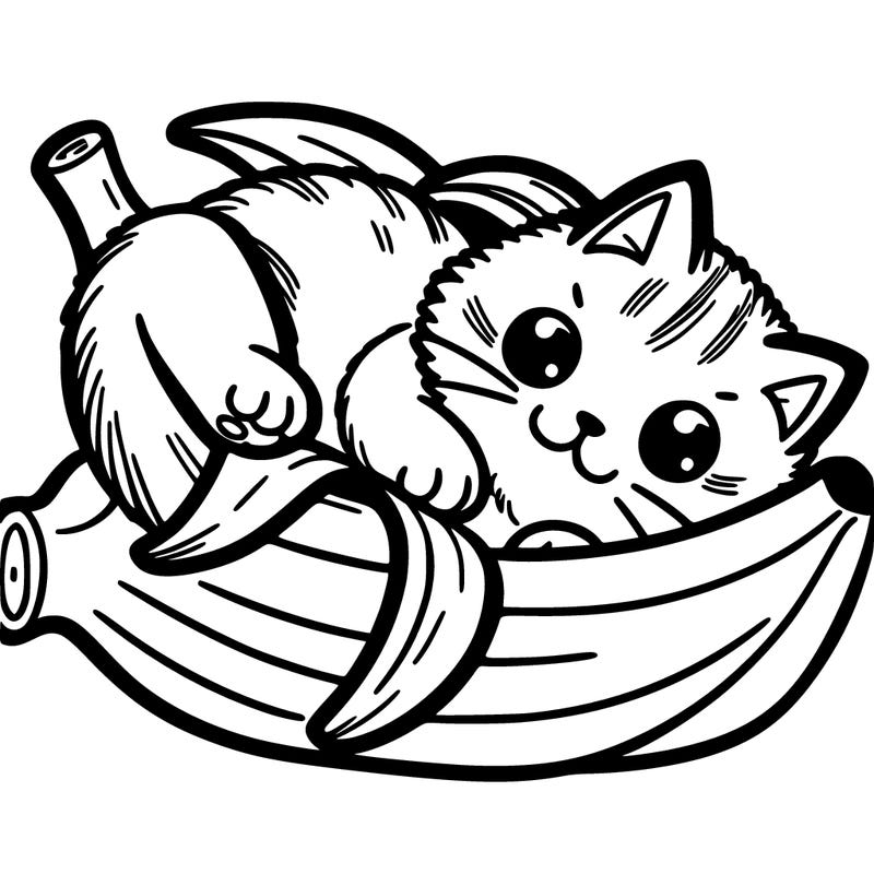 cat in banana peel