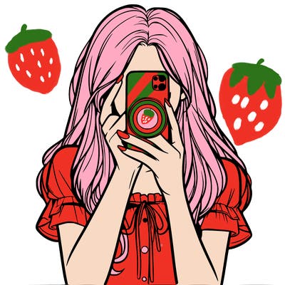 a realistic girl holding her phone taking pictures