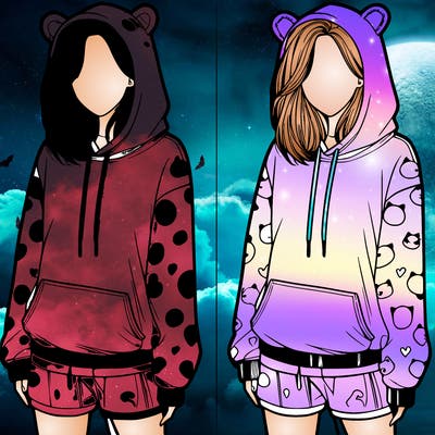 realistic girl in a animal pjs hoodie