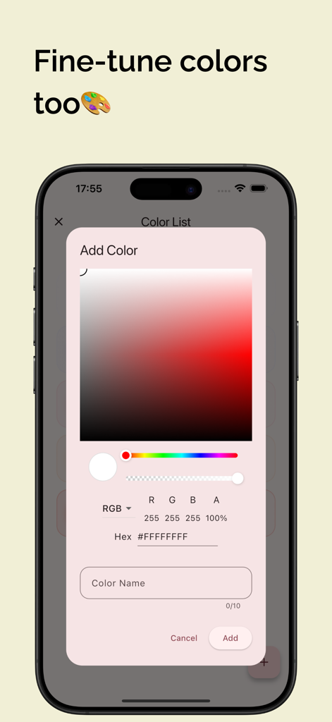 Lumee - Glow up light - Interfaz de la aplicación Lumee mostrando un selector de color para ajustar finamente los colores de iluminación de la pantalla.