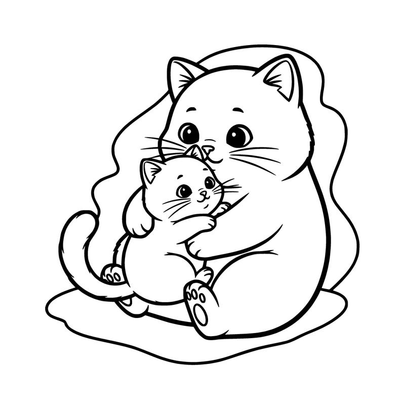 a cute cat and it’s holding a baby cat and it’s so adorable /