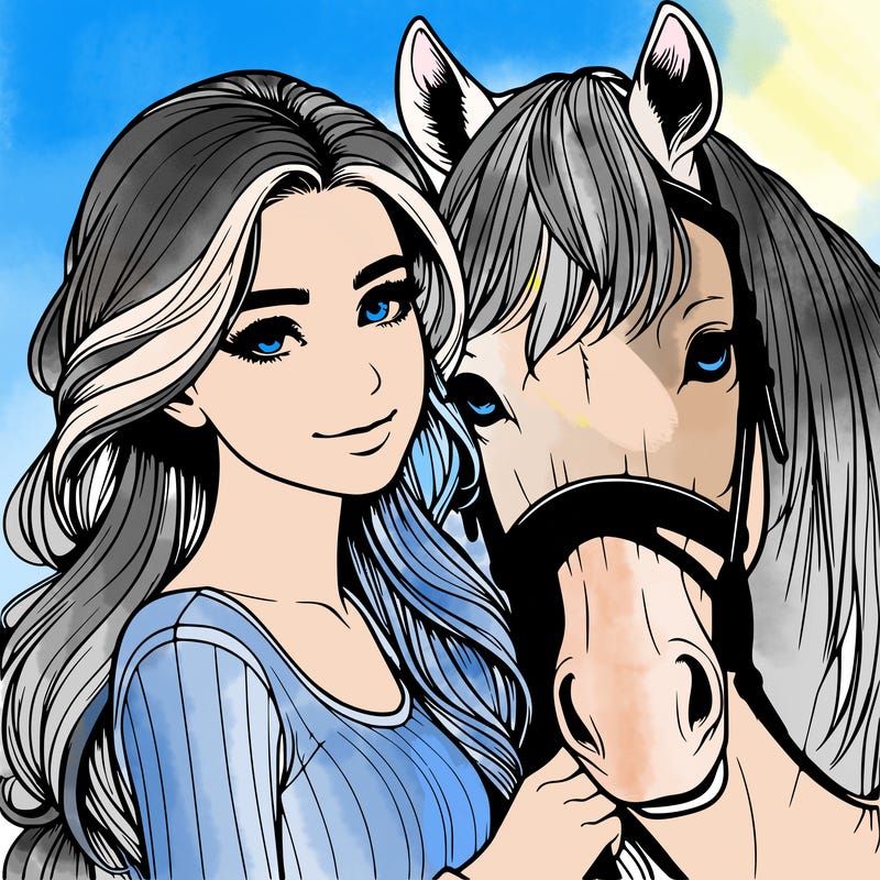 realistic girl with horse