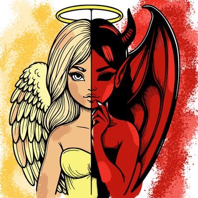 realistic angel half demon