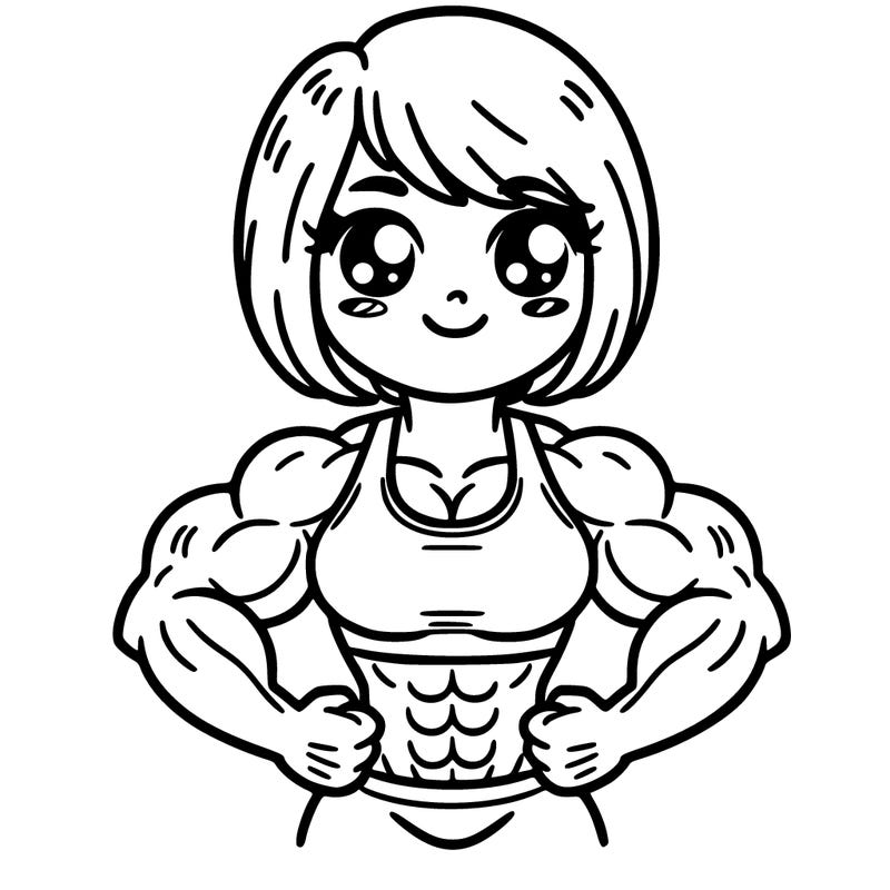 girl with muscle and short hair