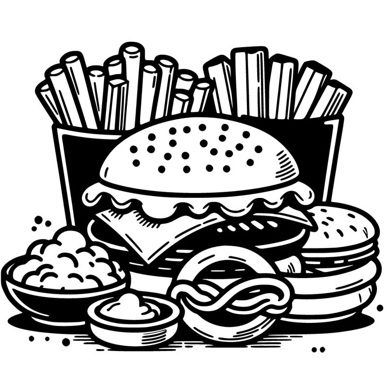 easy bold food drawing