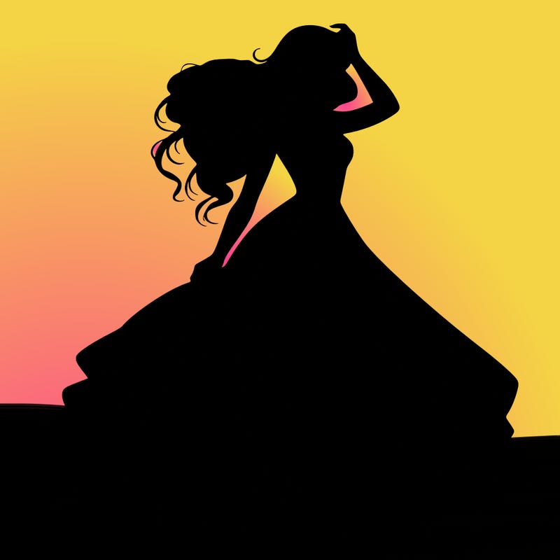 realistic woman with dress flowing in the wind