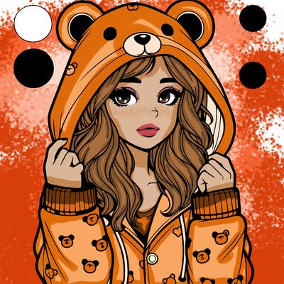 realistic girl in a animal pjs hoodie