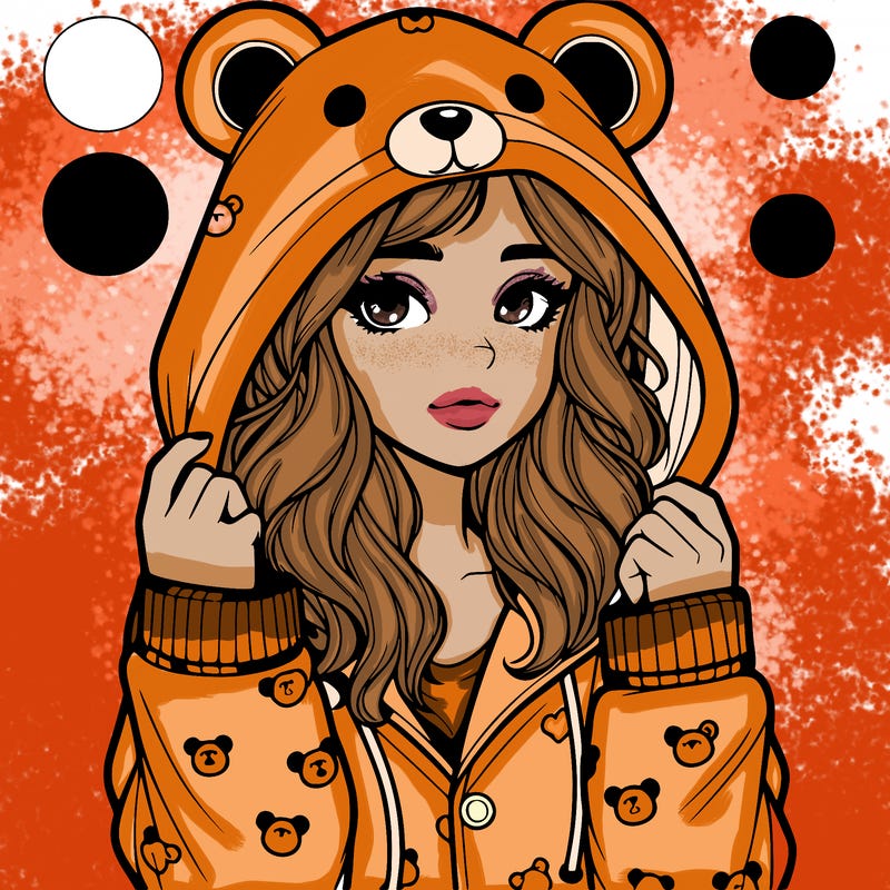 realistic girl in a animal pjs hoodie