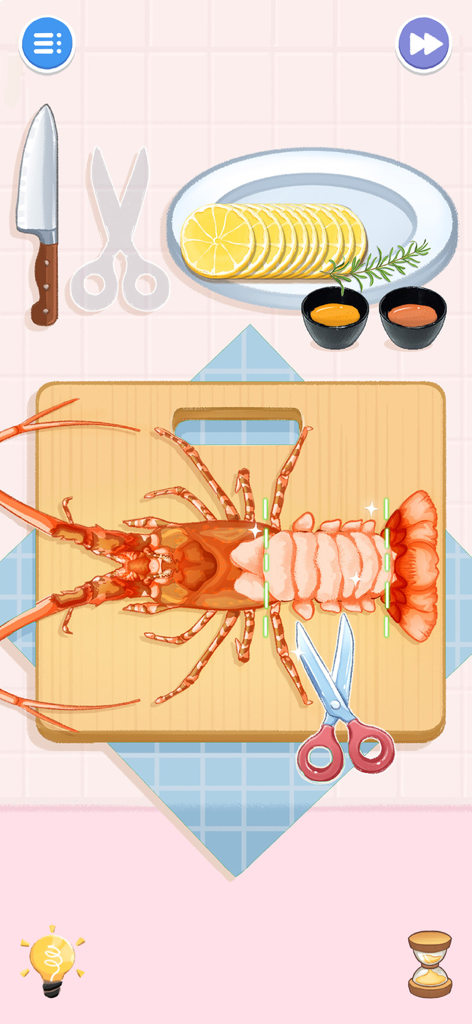 Satisfying lobster preparation minigame in the Housify Cleaning ASMR app