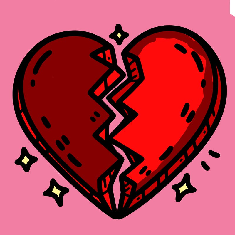 split in half heart