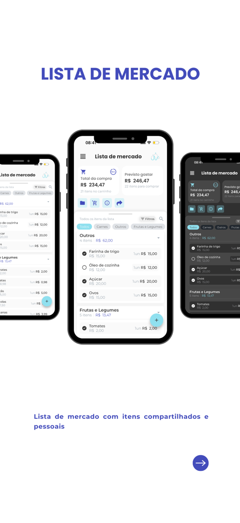 We Finance - L'app We Finance mostra una lista della spesa condivisa con i prezzi degli articoli e il monitoraggio del budget totale