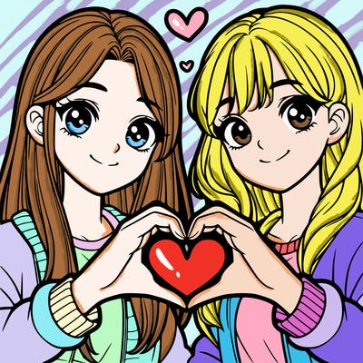 girls making heart with their hands