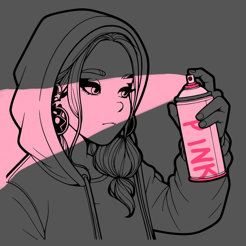 a realistic girl, spray painting