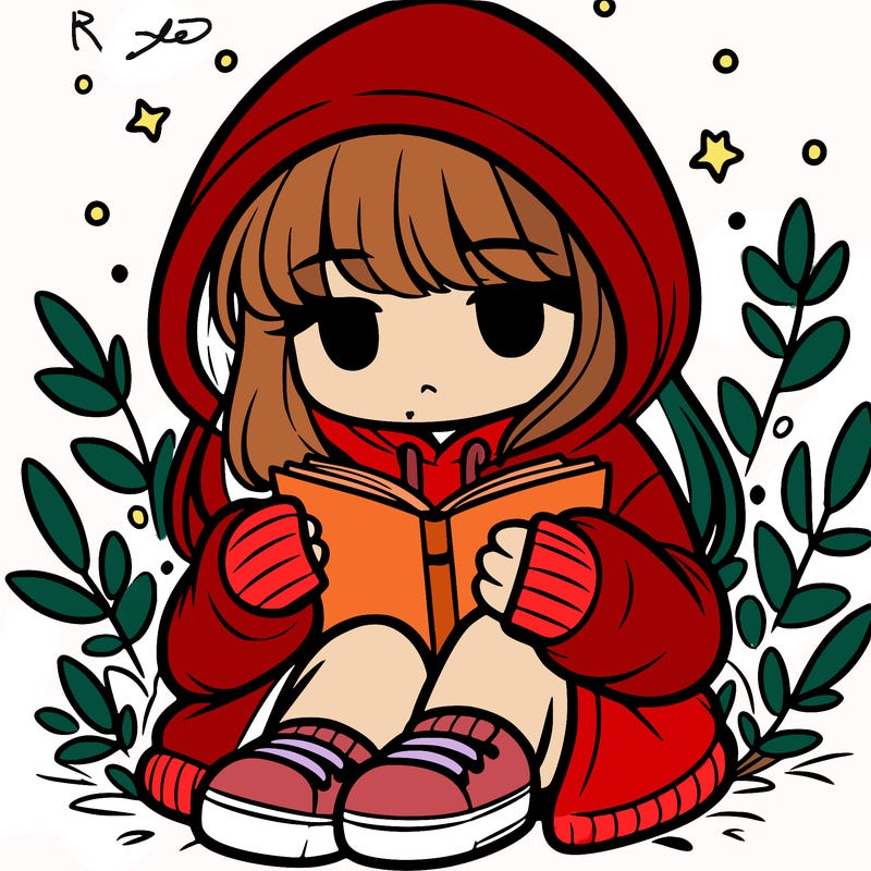 girl in oversized hoodie reading a book