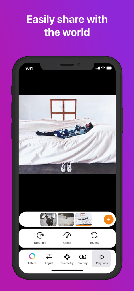 Giftr - GIF Maker - Giftr app interface for editing and sharing animated GIFs with various creative tools