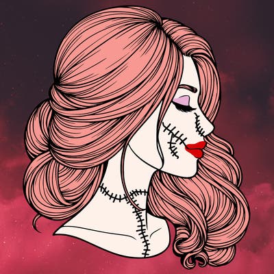 realistic woman's head & hair