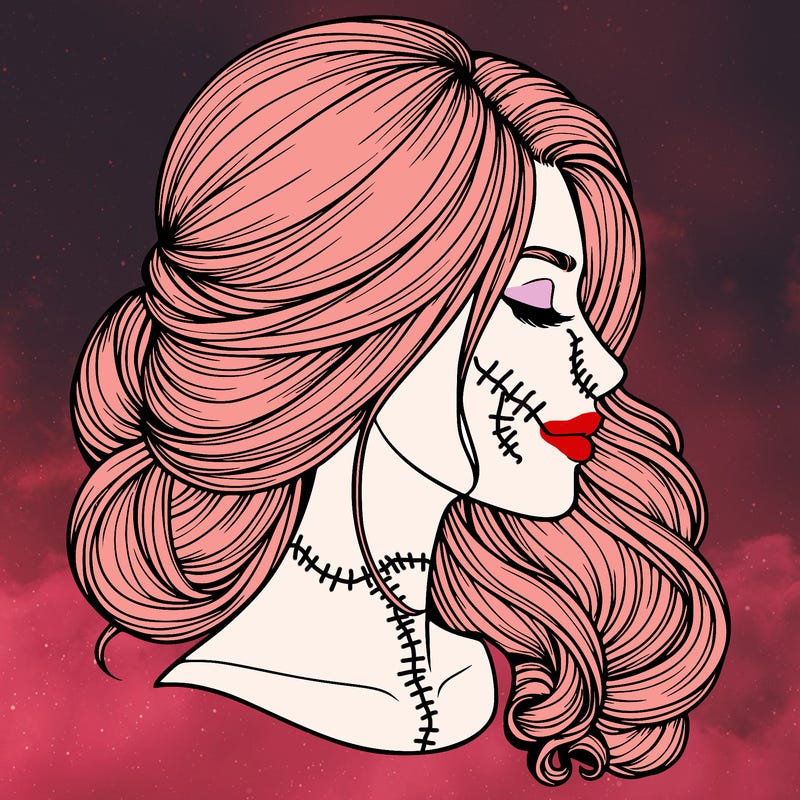 realistic woman's head & hair