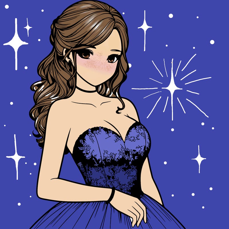 realistic girl in prom dress