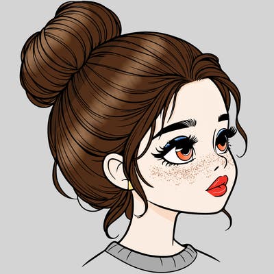 realistic girl with bun