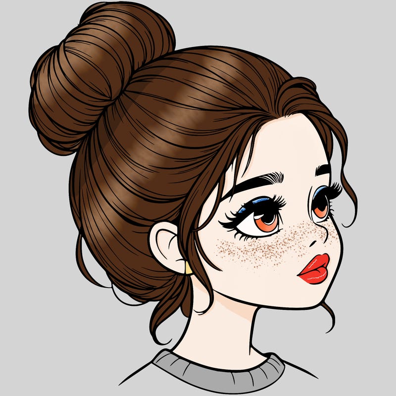 realistic girl with bun