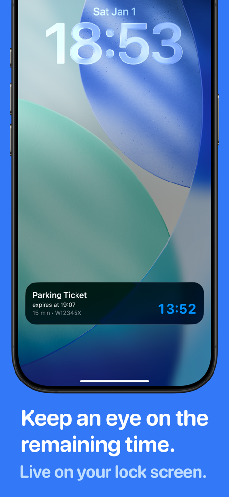 Parking Zones Vienna - iPhone lock screen displaying a live countdown for a parking ticket in Vienna