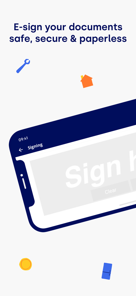 Ocean Finance Secured Loan - Screenshot of Ocean Finance app showing the secure electronic document signing interface on a mobile device.