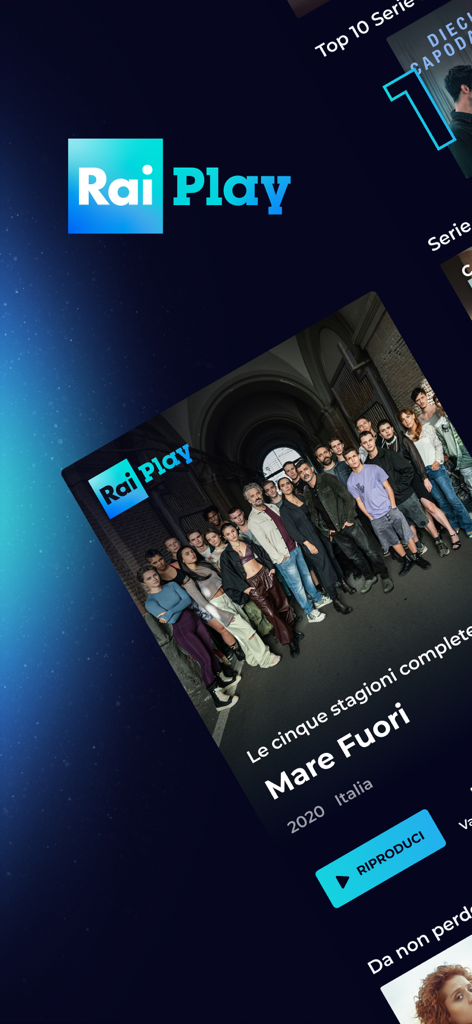 RaiPlay - RaiPlay app interface featuring the Italian television series Mare Fuori