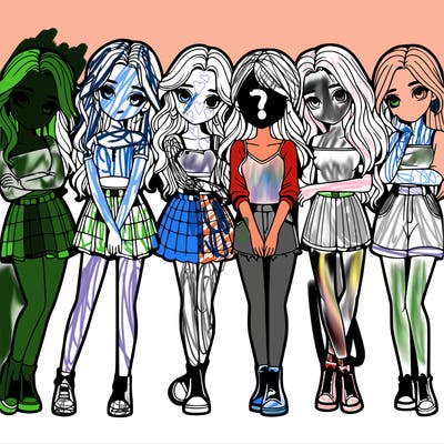 a group of girls realistic