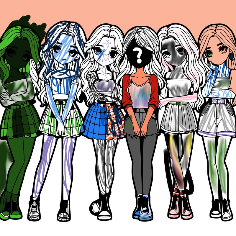 a group of girls realistic