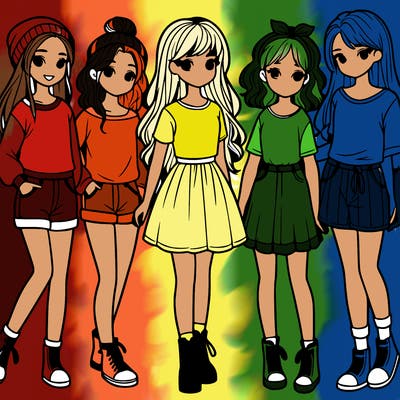 a group of five girls
