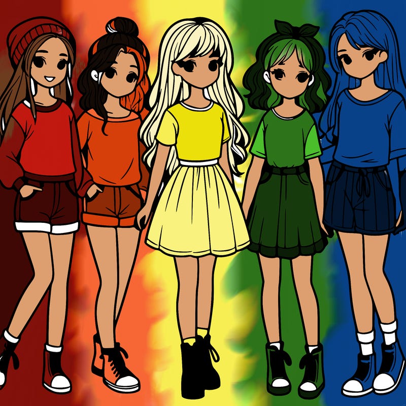 a group of five girls