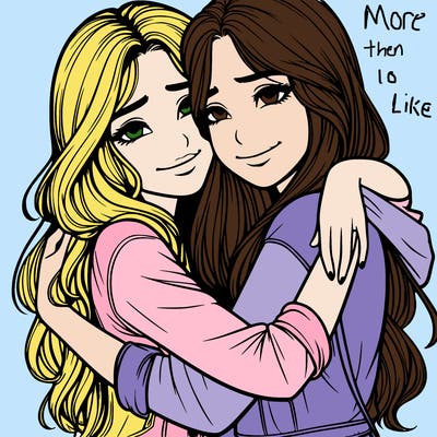 realistic girls hugging