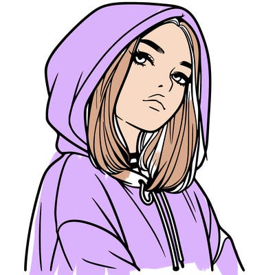 a realistic girl in a hoodie