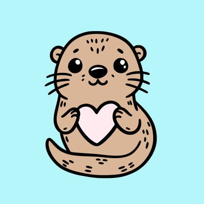 otter with a heart