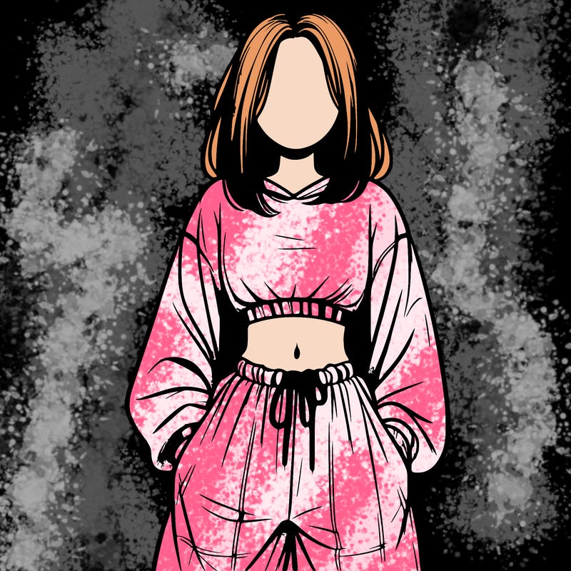 realistic girl faceless with baggy pants and a crop top