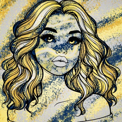 realistic girl with wavy hair and lips