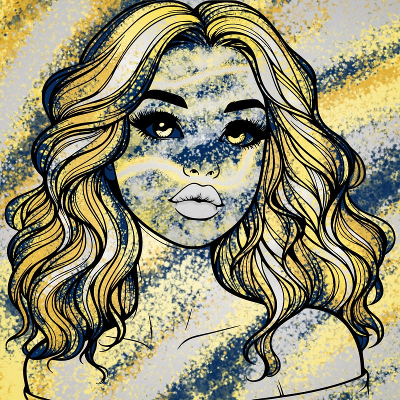 realistic girl with wavy hair and lips