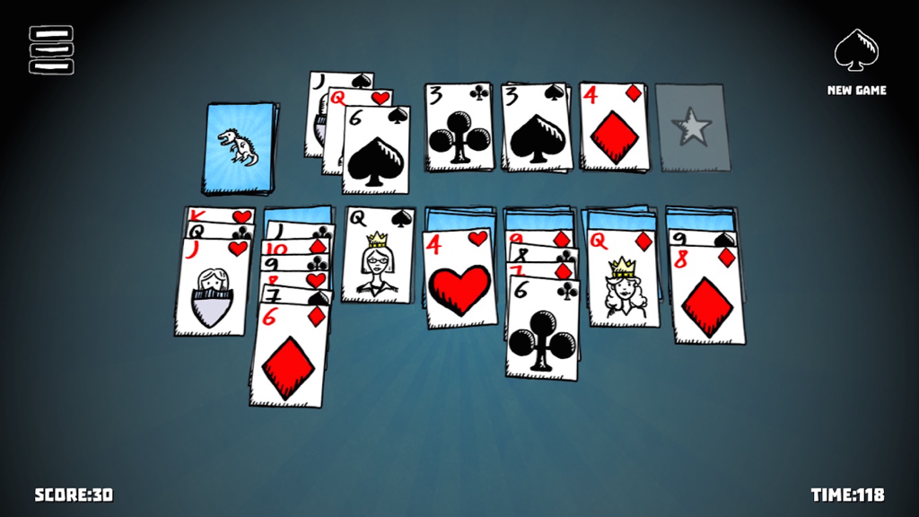 Solitaire Time - Classic Solitaire Anywhere! - Classic solitaire gameplay screen featuring hand-drawn card designs and game statistics