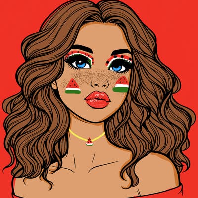 realistic girl with wavy hair and lips