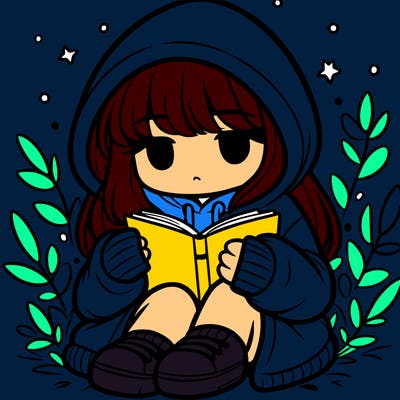 girl in oversized hoodie reading a book